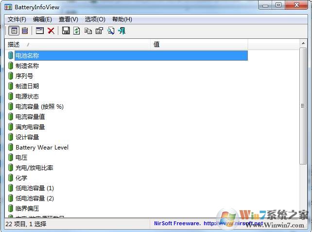 BatteryInfoView笔记本电脑电池检测软件 V2.22中文版