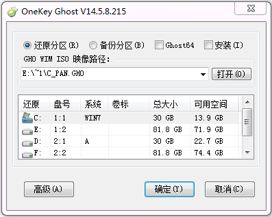 OneKey Ghost一键备份还原 14.5.8绿色版