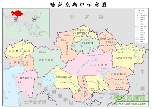 哈萨克斯坦地图高清中文版